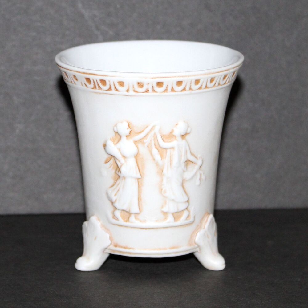 Vintage Vase Cup footed bisque porcelain Greek Classical Mythological